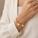Vintage-Inspired Gold Coin Charm Bracelet with Adjustable Link Chain