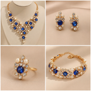 Royal Blue Crystal and Pearl Jewelry Set