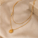 Delicate Layered Gold Sun Pendant Necklace