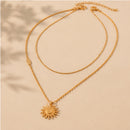 Delicate Layered Gold Sun Pendant Necklace